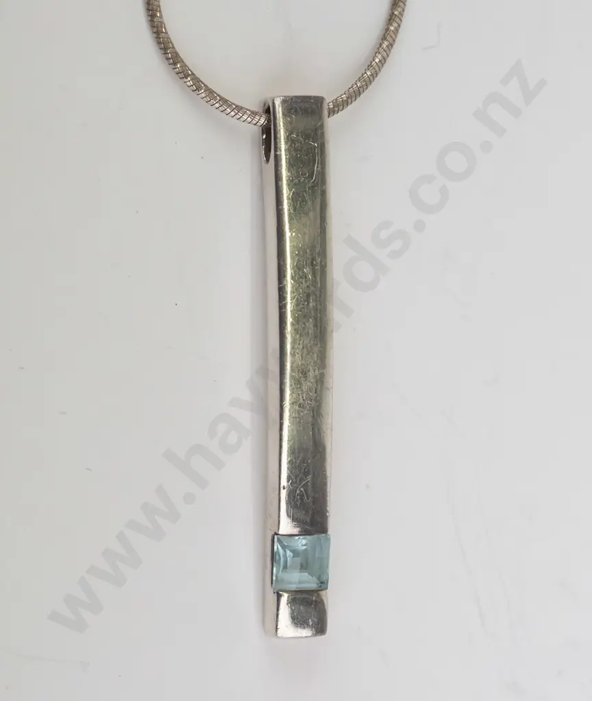 silver necklace with aquamarine all stamped 925 Image 1++