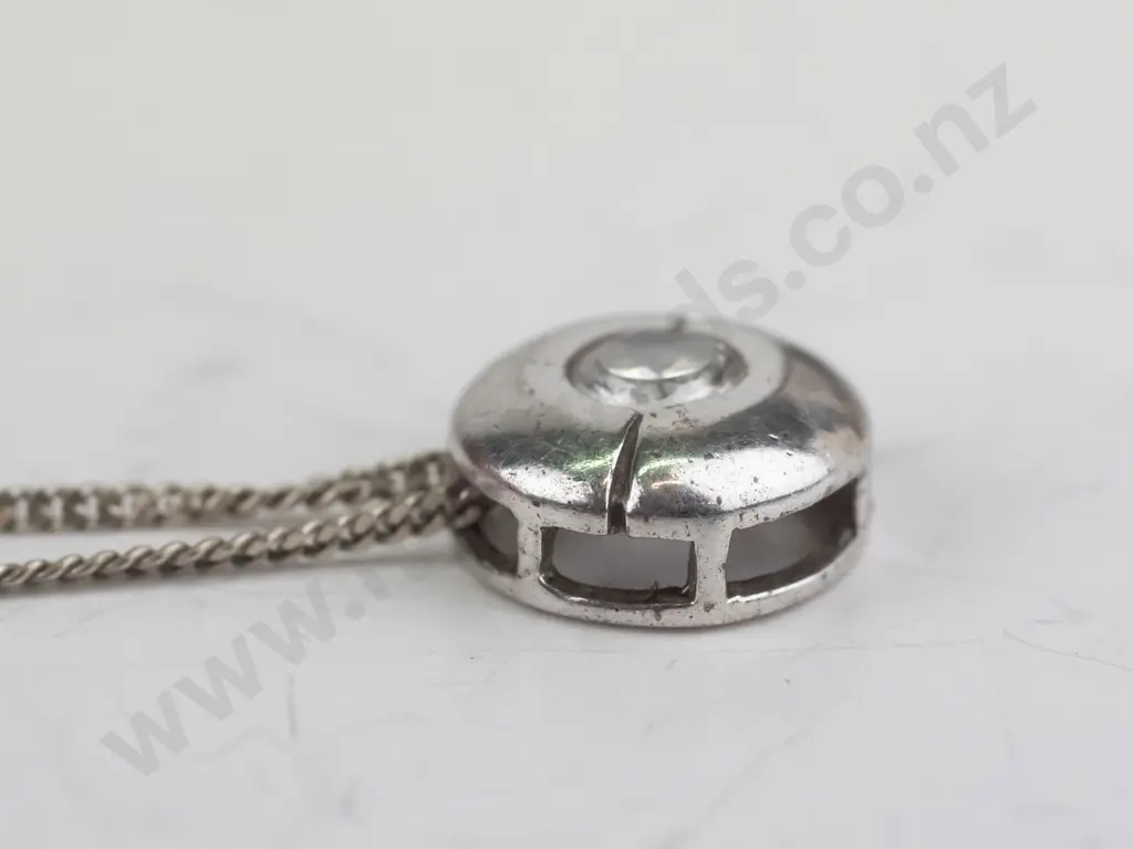 silver cz necklace chain stamped 925 Image 1++
