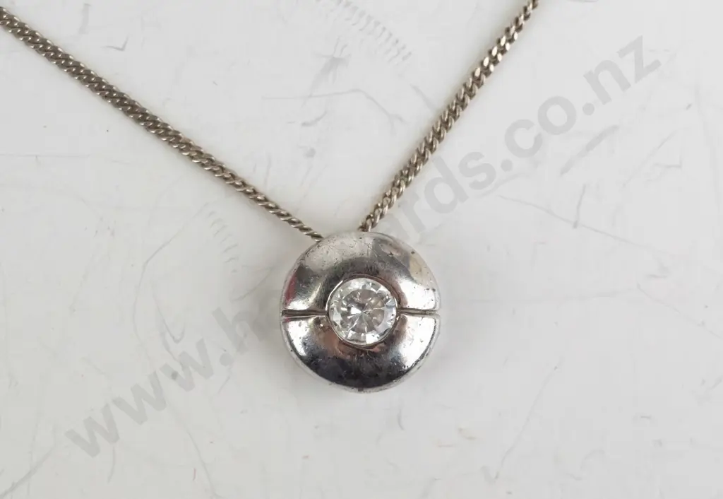 silver cz necklace chain stamped 925 Image 1++
