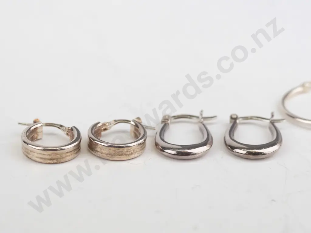 3 pairs of silver hoop earrings all stamped 925 Image 1++