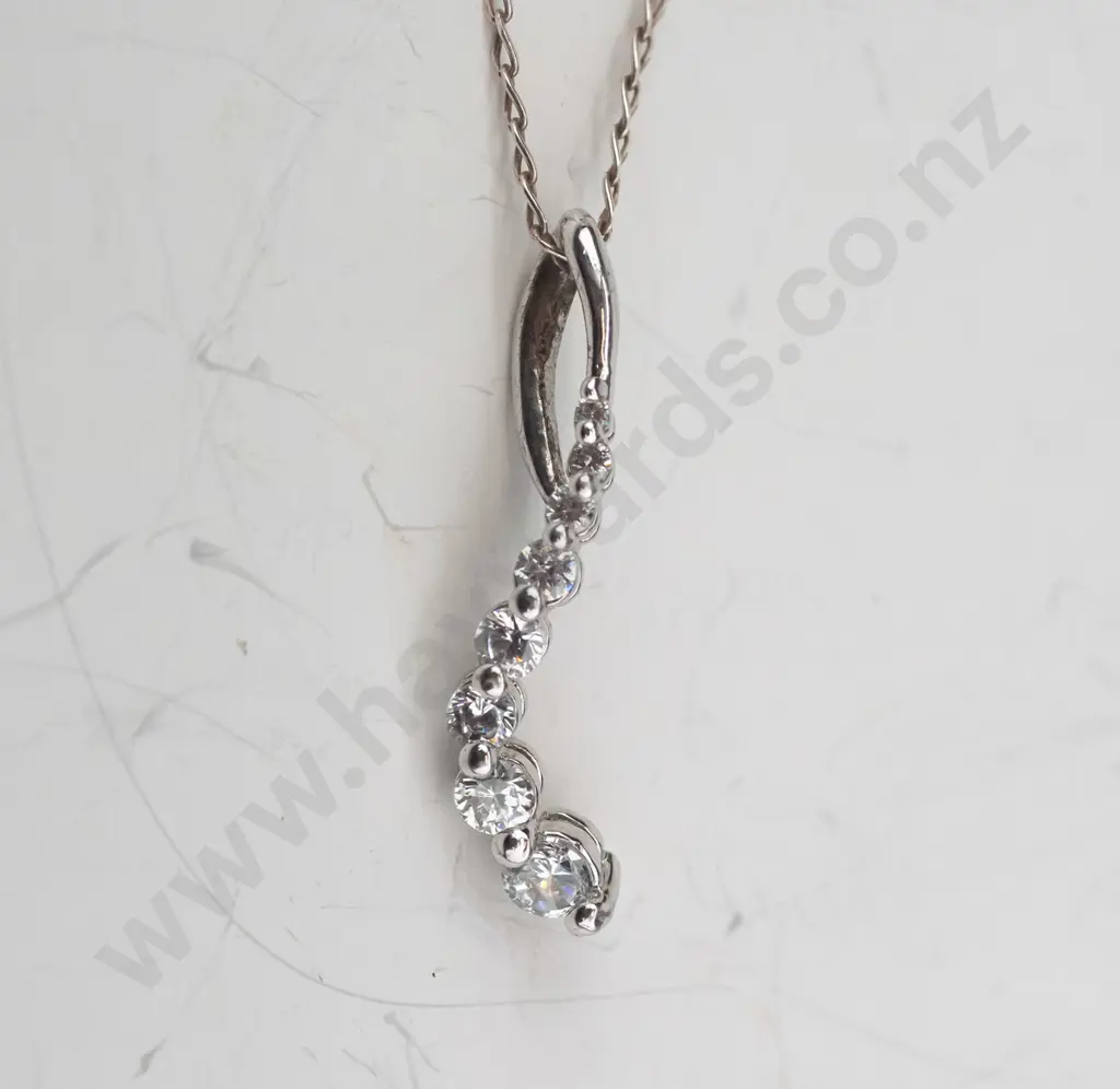 silver cz necklace chain stamped 925 Image 1++