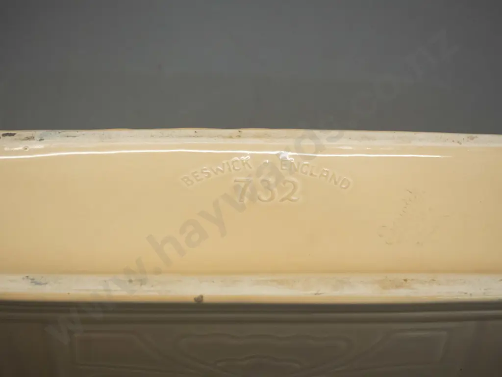 Beswick deco style trough vase - No. 732 - and a German pottery raised fruit pattern jug. Trough H-110 L-310 Image 1++
