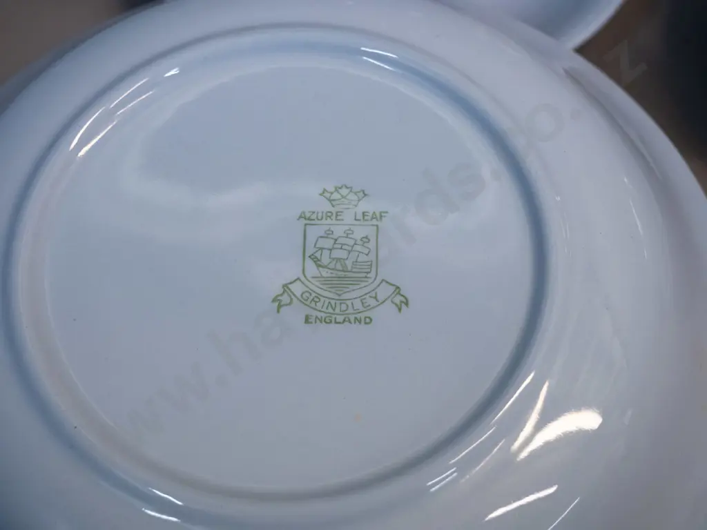 large collection of mid-century Grindley plain blue glaze dinnerware including soup bowls & saucers, ashetts etc. - some Image 1++
