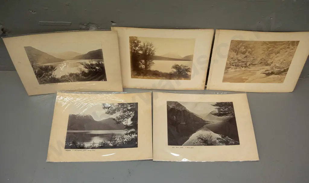 vintage photographs mounted on 5 cards, 3 double sided  Rere Lake, Wanaka East, Wakatipu, Lake Hayes, etc. Image 1++