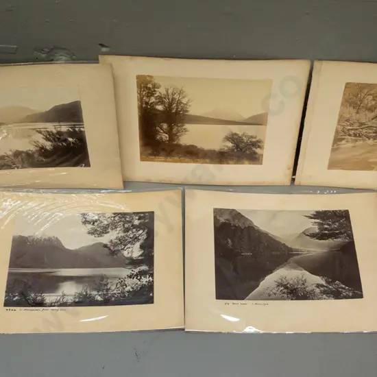 vintage photographs mounted on 5 cards, 3 double sided  Rere Lake, Wanaka East, Wakatipu, Lake Hayes, etc.