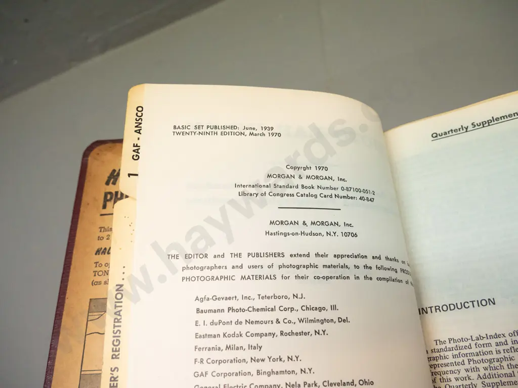 vintage Photo Lab Index by Henry Lester/ Pub. Morgan & Lester - in ring binder with metal hinged spine - some browning Image 1++