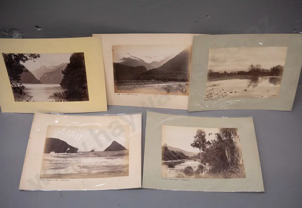 vintage photographs mounted 5 double sided mat boards: Boundary Creek Wanaka, Buller Gorge, Godfrey Gorge, etc. Image 1++