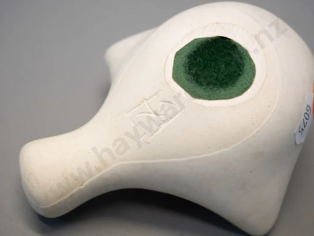4 retro pottery ornaments - 3 mushrooms and a bird, unknown maker's mark on one. Largest mushroom H-70 D-95 Image 1++