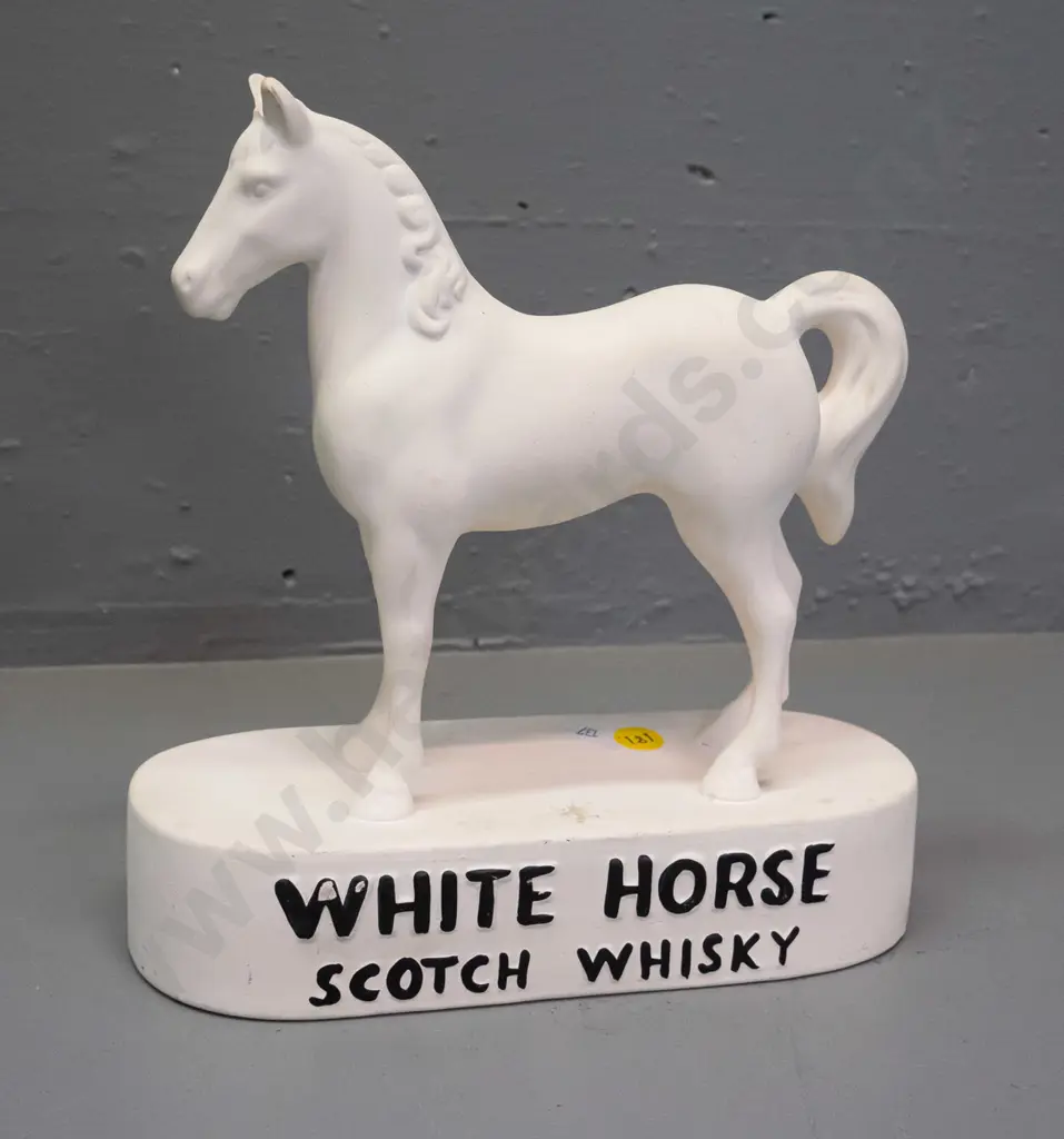 vintage matte glaze porcelain White Horse Scotch Whisky advertising figure, marked England on base - some black Image 1++