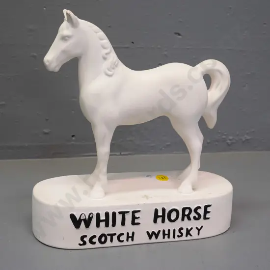 vintage matte glaze porcelain White Horse Scotch Whisky advertising figure, marked England on base - some black