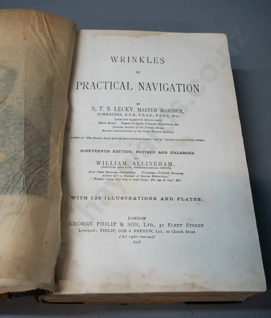 vintage book - Leckie's Wrinkles in Practical Navigation - London 1918, see photos for provenance info. - some foxing, Image 1++