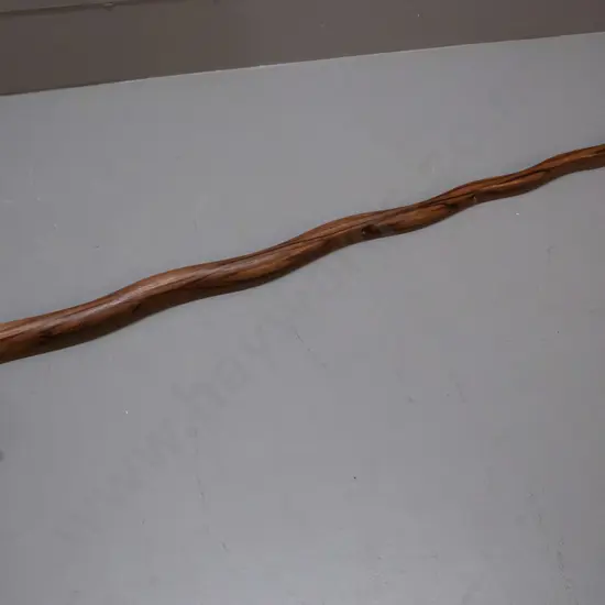 hardwood timber walking stick with Asian style carved dragon head handle with bone inset teeth and eyes L-930