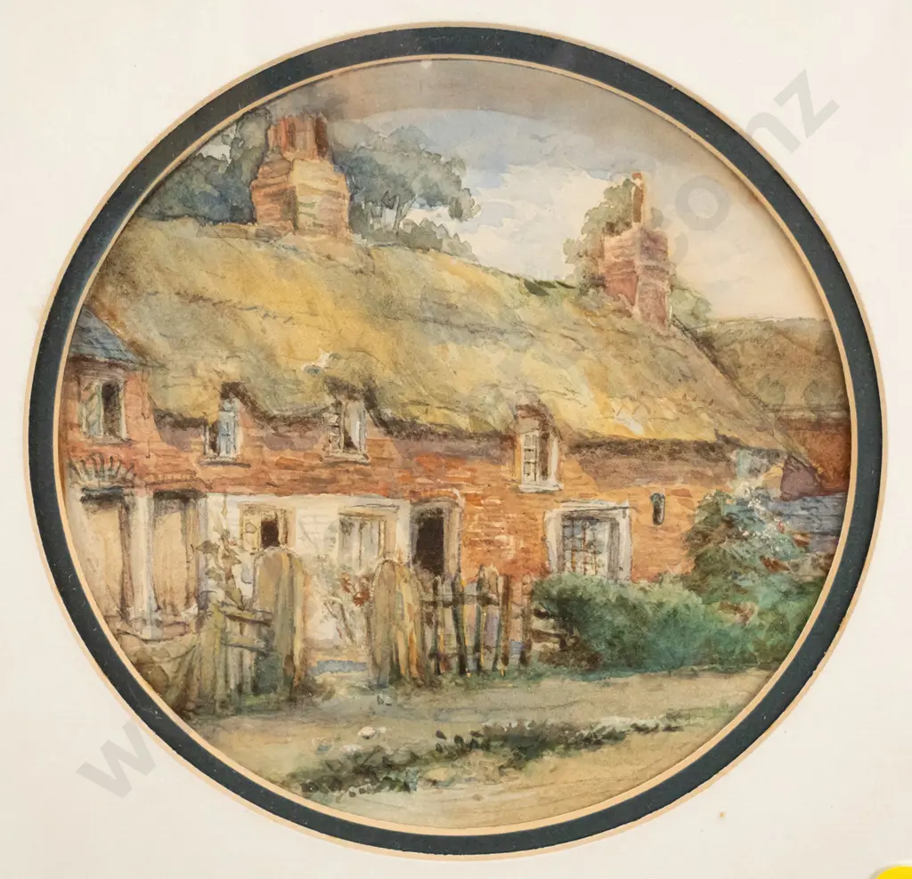 unsigned watercolour - old terrace houses Diam-150 Image 1++