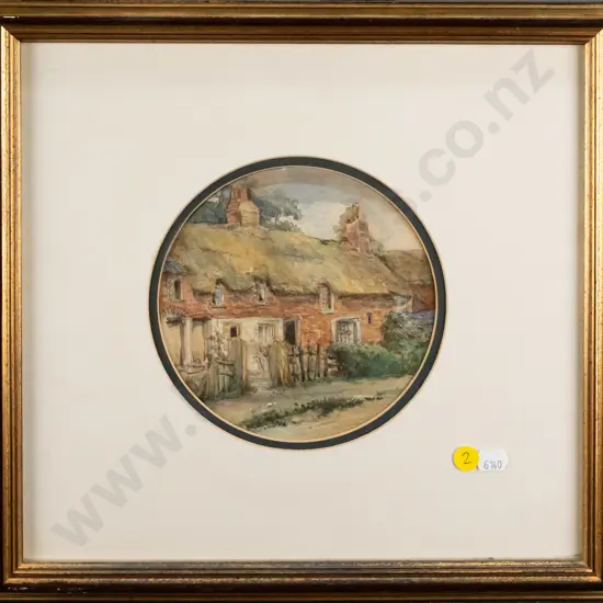 unsigned watercolour - old terrace houses Diam-150