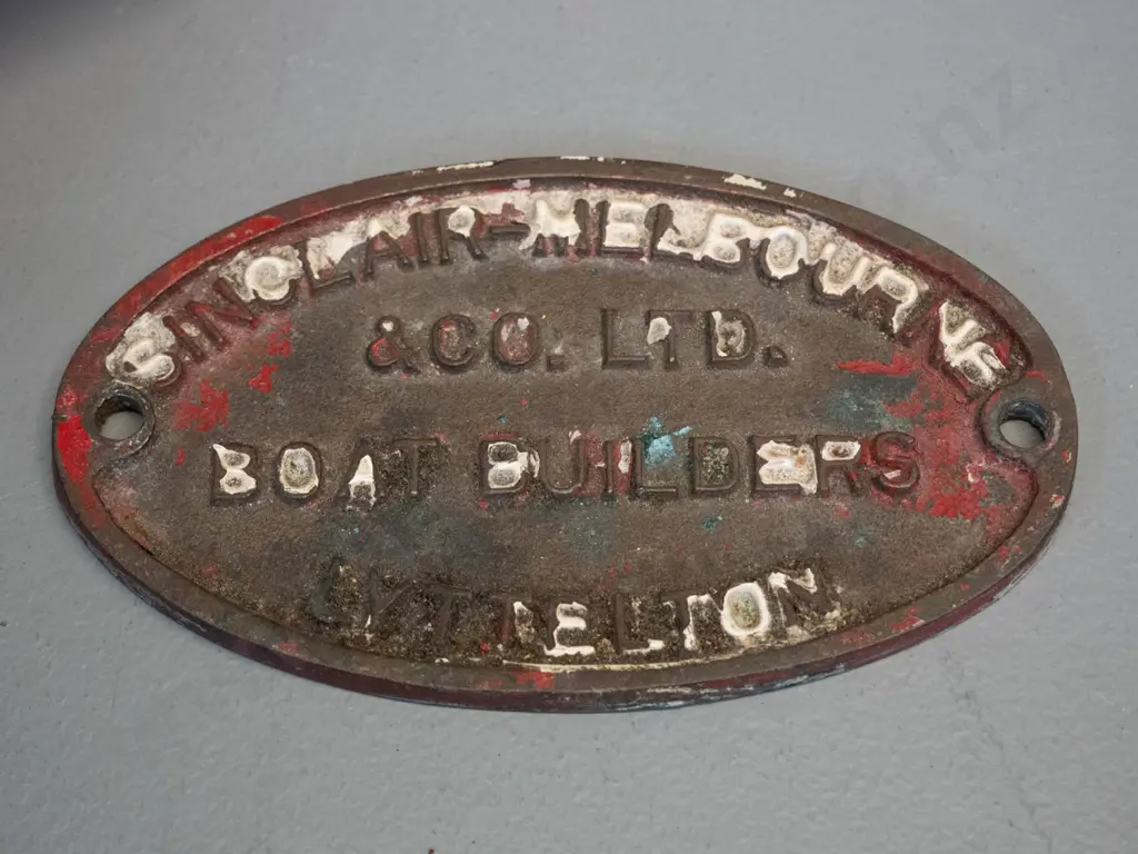 2 marine items - timber and brass floating light / buoy and a small brass plaque for Sinclair-Melbourne Co. Ltd. Boat Image 1++