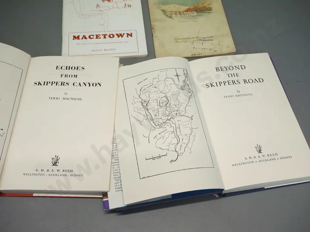 5 central Otago history books - Echoes from Skippers Canyon & Beyond the Skippers Road both by Terri Macnicol, The Image 1++