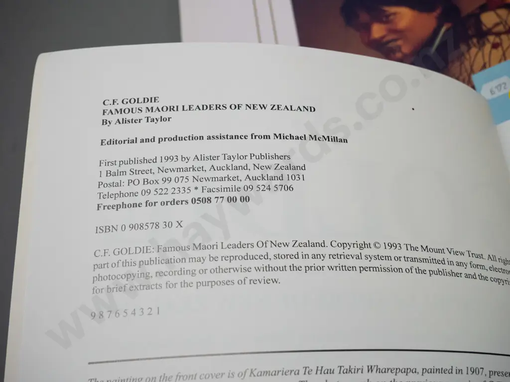 2 soft cover New Zealand art books - Goldie and larger Lindauer volume H-450 W-345 Image 1++