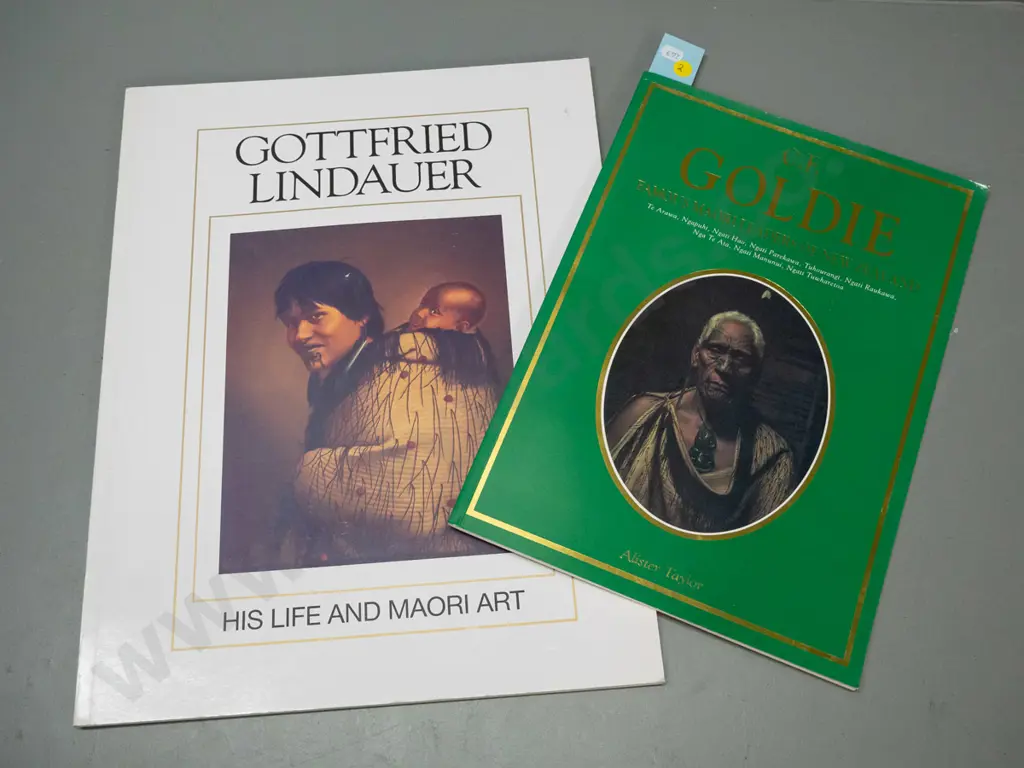 2 soft cover New Zealand art books - Goldie and larger Lindauer volume H-450 W-345 Image 1++