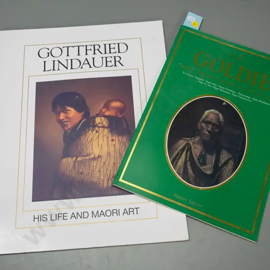 2 soft cover New Zealand art books - Goldie and larger Lindauer volume H-450 W-345