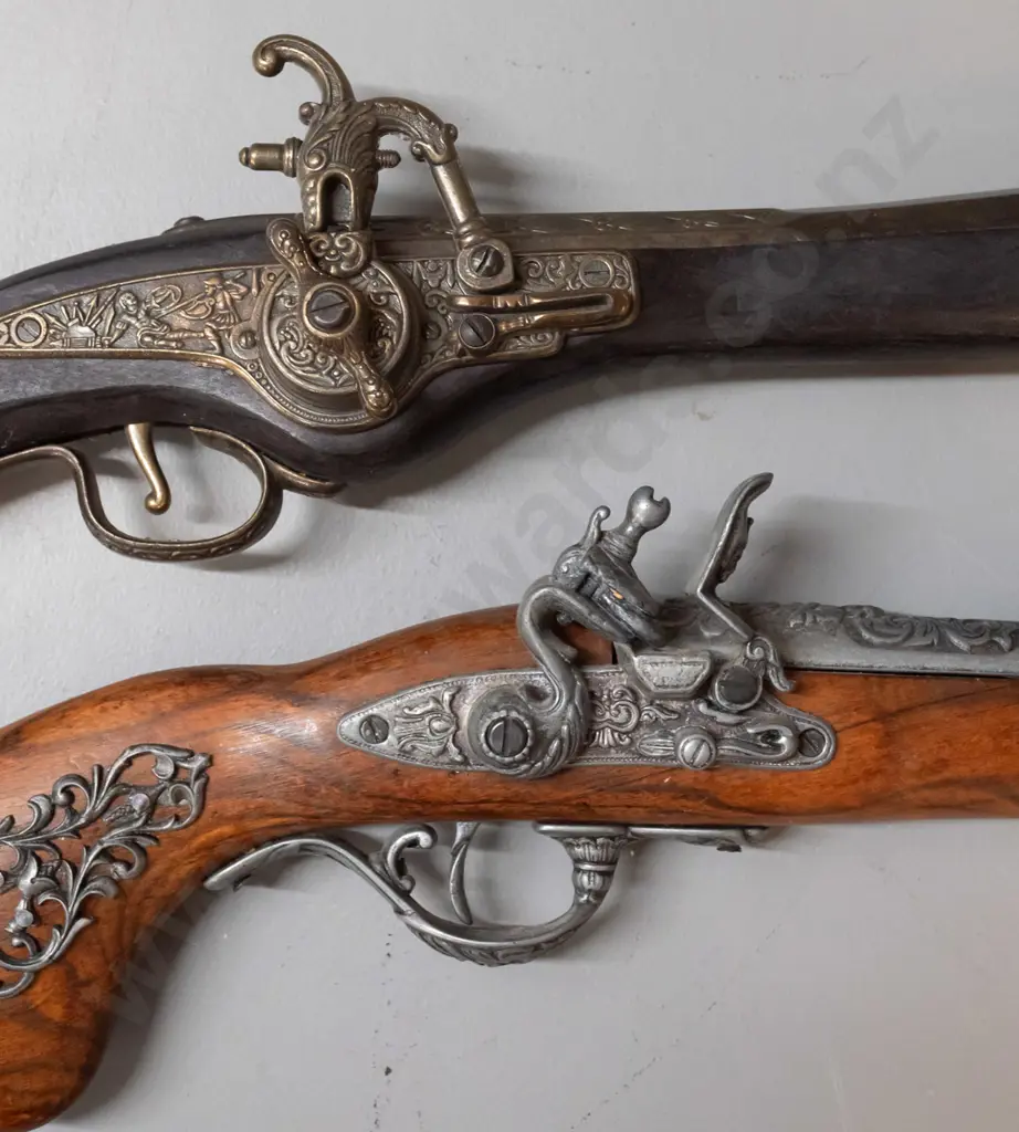 2 replica flintlock pistols or hand guns - longer is L-460 Image 1++