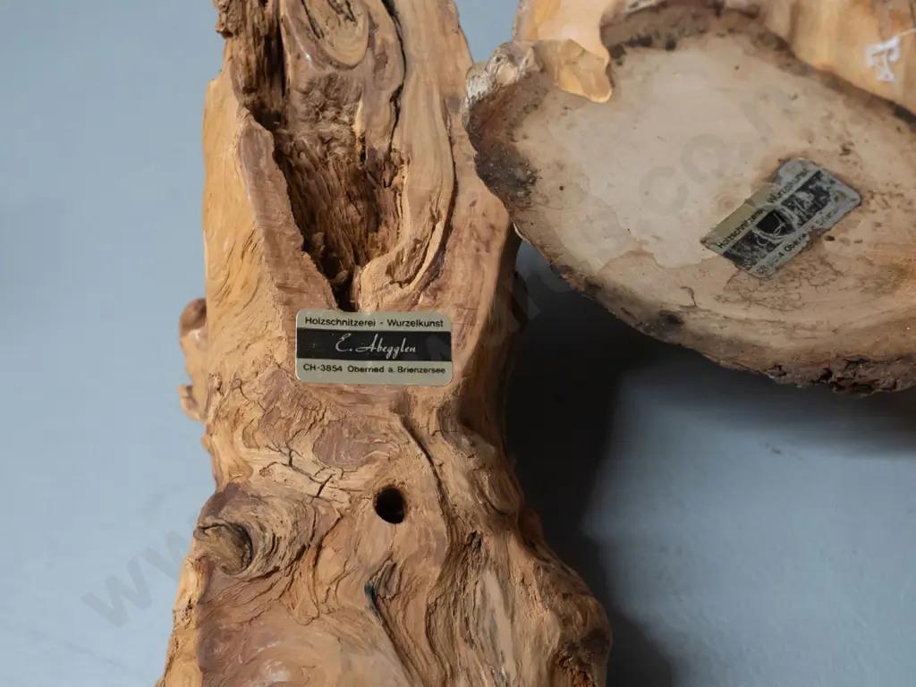 2 German rustic carved timber marmots or ground squirrels - standing one H-240, both marked Holzschnitzerei-Wurzelkunst Image 1++