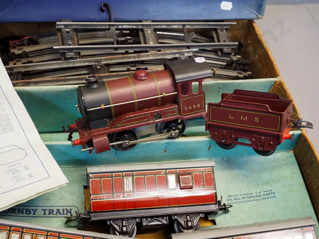 Hornby Gauge O model wind-up locomotive set - Number 501 Passenger Set with extra box of track and a Hornby Railway club Image 1++