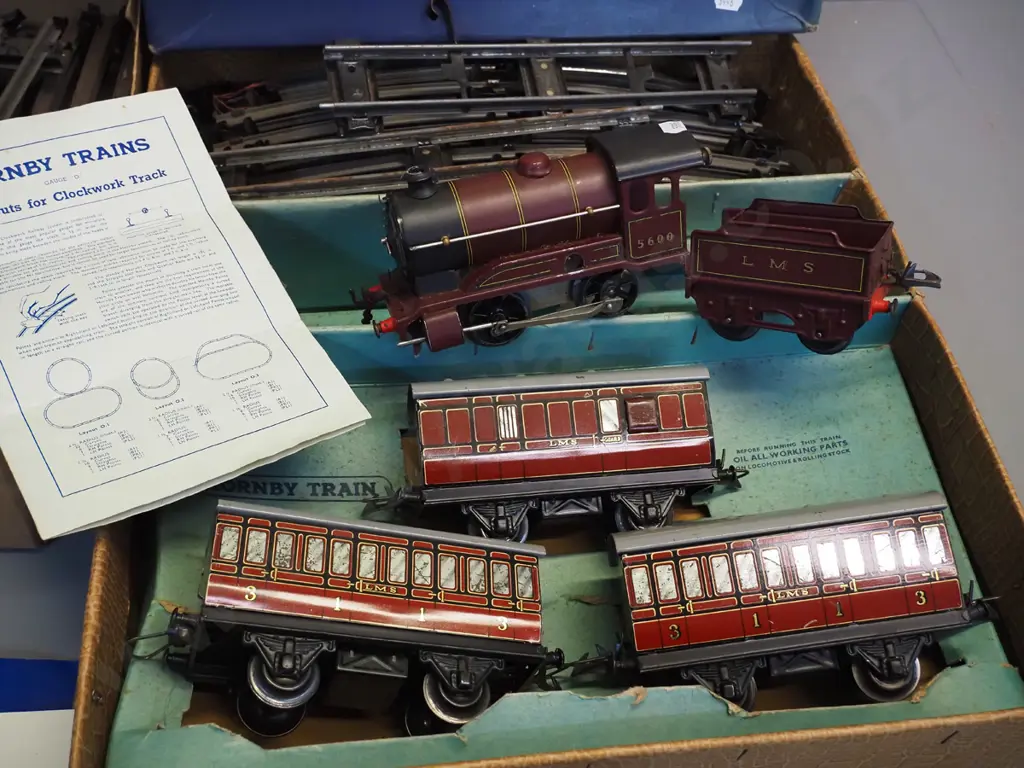 Hornby Gauge O model wind-up locomotive set - Number 501 Passenger Set with extra box of track and a Hornby Railway club Image 1++