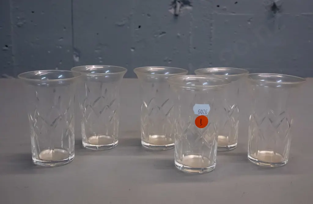 6 Webb Corbett cut crystal flared rim beakers H-100 D-70 Image 1++