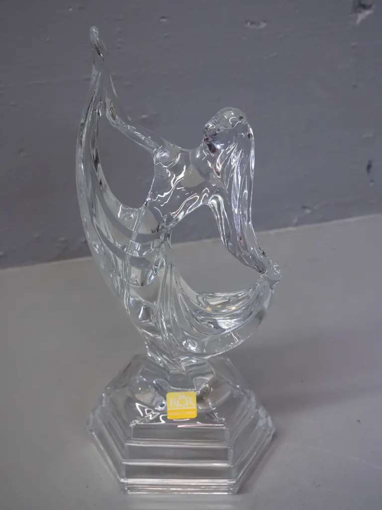deco style moulded crystal figurine of dancing woman - with RCR / Made in Italy label H-290 Image 1++