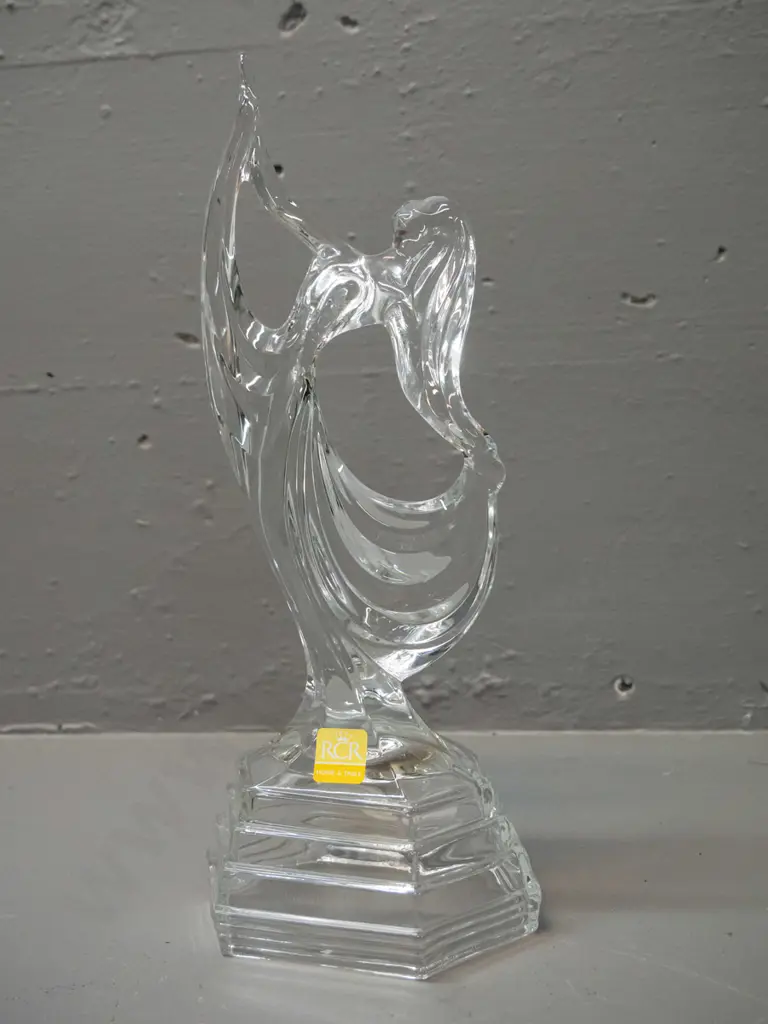 deco style moulded crystal figurine of dancing woman - with RCR / Made in Italy label H-290 Image 1++