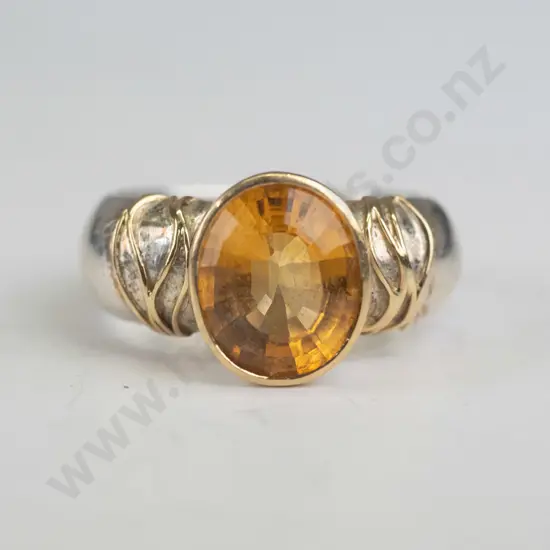 Tony Williams silver citrine ring stamped stg sil 18ct