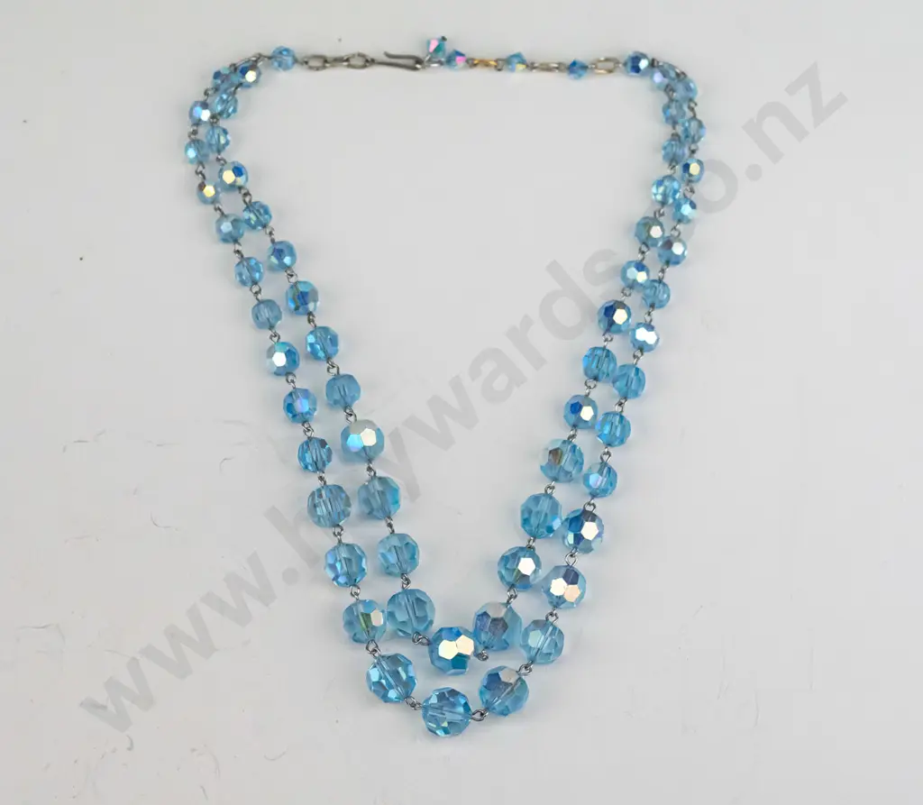 blue crystal double strand necklace Image 1++
