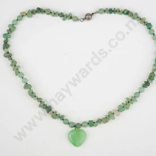 jade heart beaded necklace