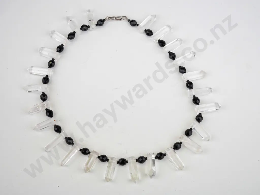 vintage black jet & crystal necklae Image 1++