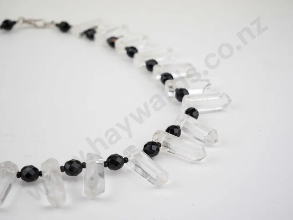 vintage black jet & crystal necklae Image 1++