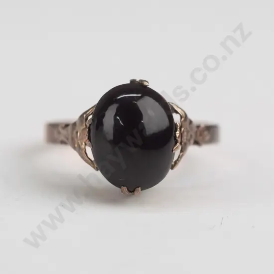dark stone ring stamped 9ct