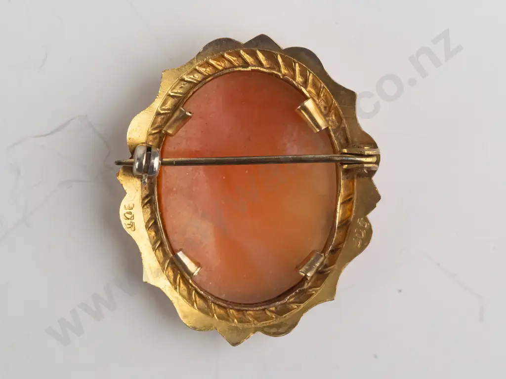 cameo brooch stamped 9ct Image 1++