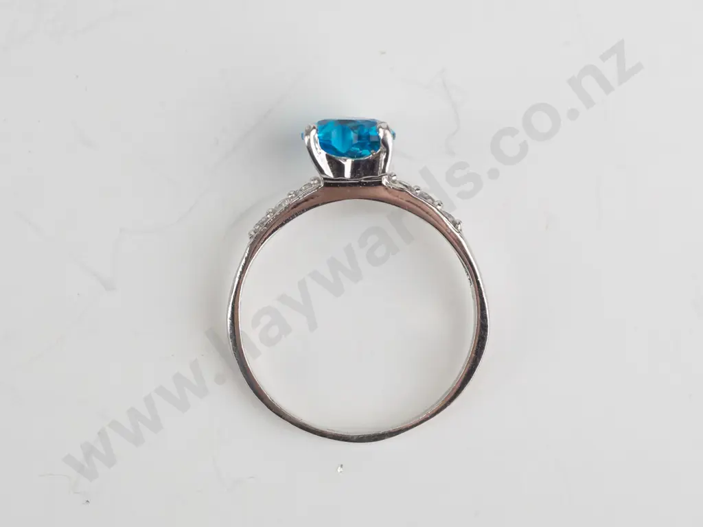 silver turquoise & cz ring stamped 925 Image 1++