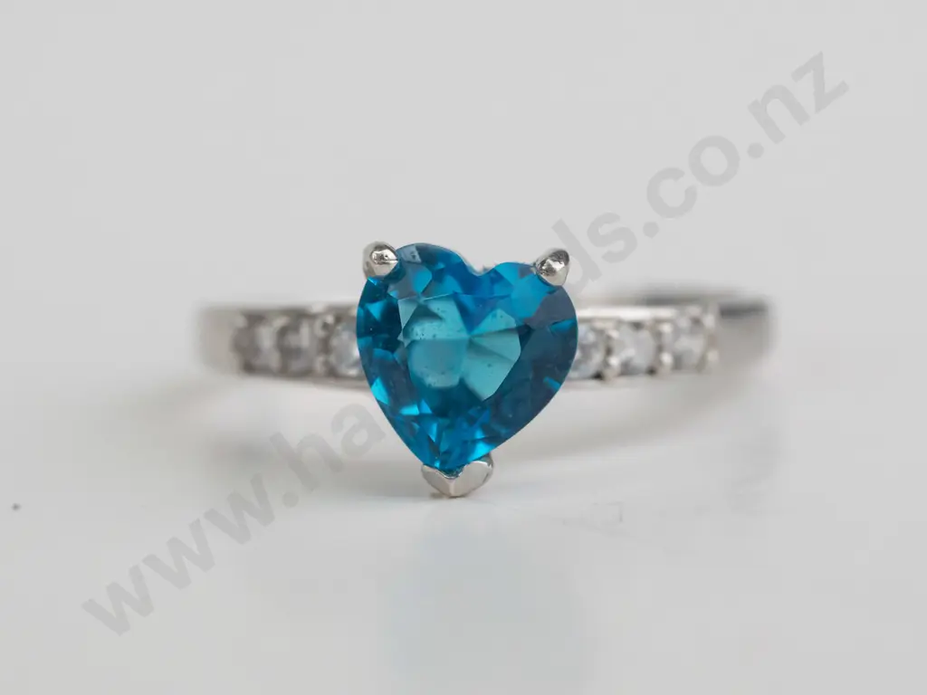silver turquoise & cz ring stamped 925 Image 1++