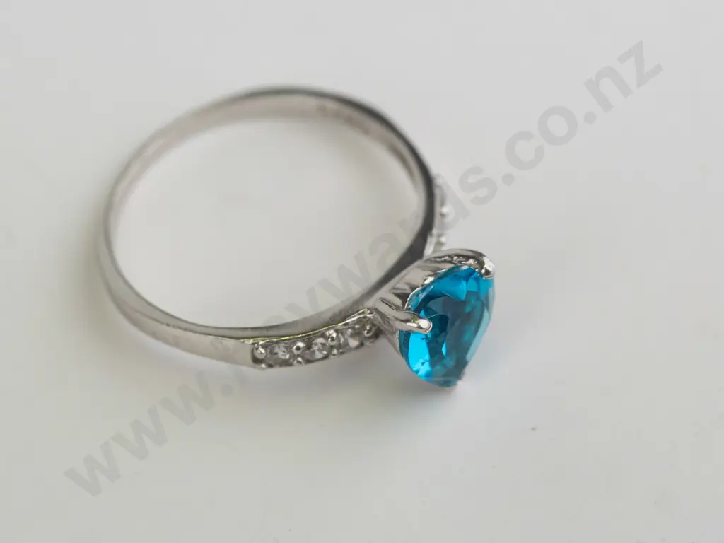 silver turquoise & cz ring stamped 925 Image 1++