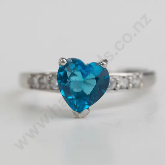 silver turquoise & cz ring stamped 925