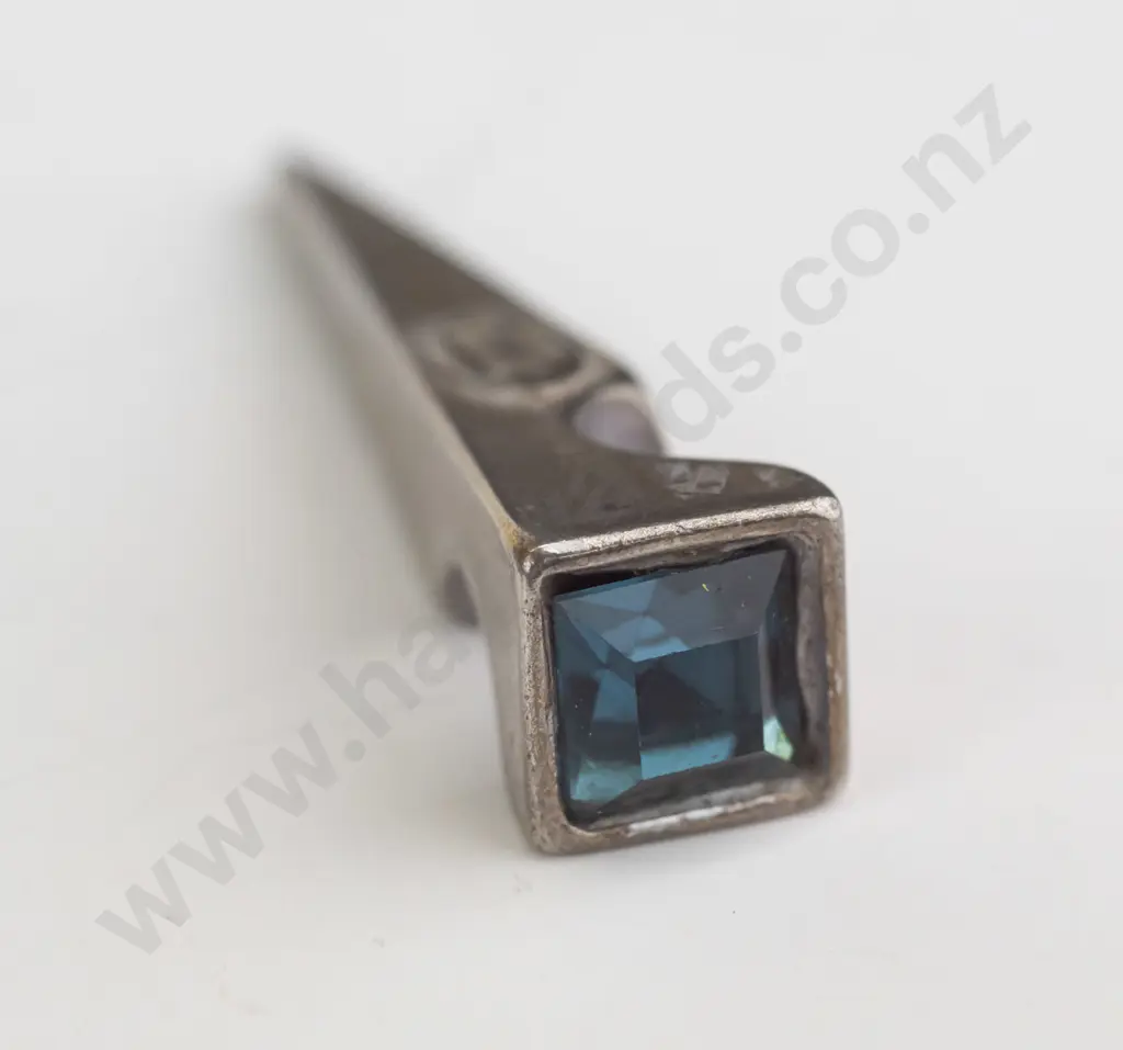 silver triangular pendant with blue stone no chain 'Dyberg Kern'  ? Image 1++
