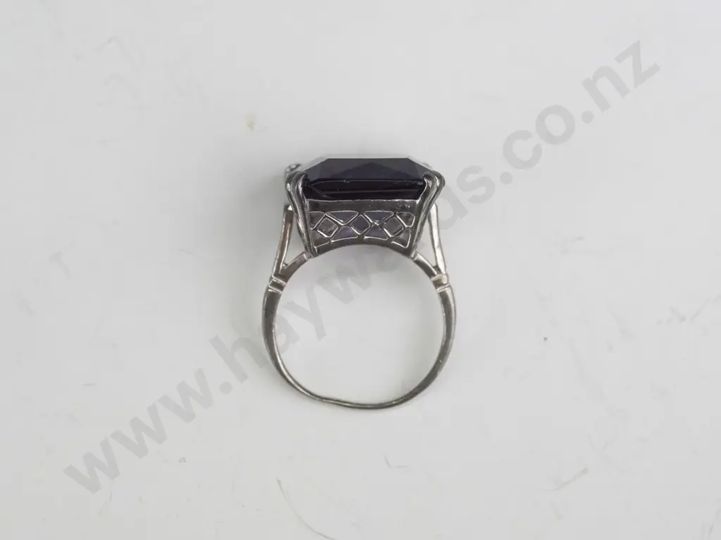large square amethyst ring stamped 925 Image 1++