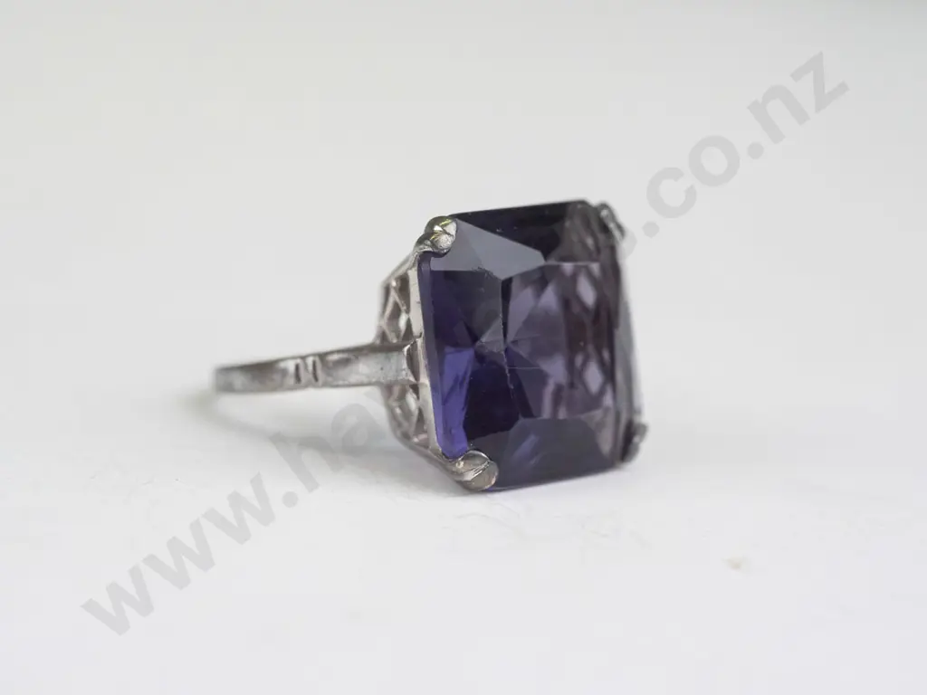 large square amethyst ring stamped 925 Image 1++