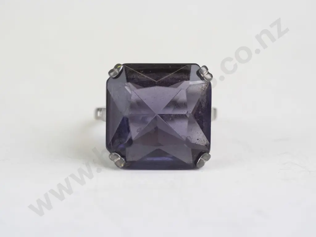large square amethyst ring stamped 925 Image 1++