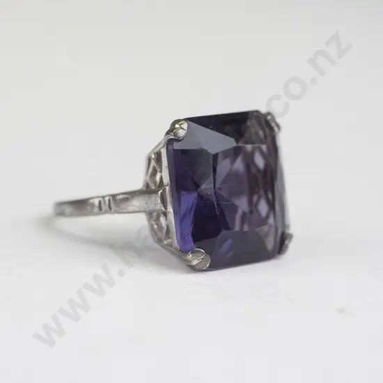 large square amethyst ring stamped 925