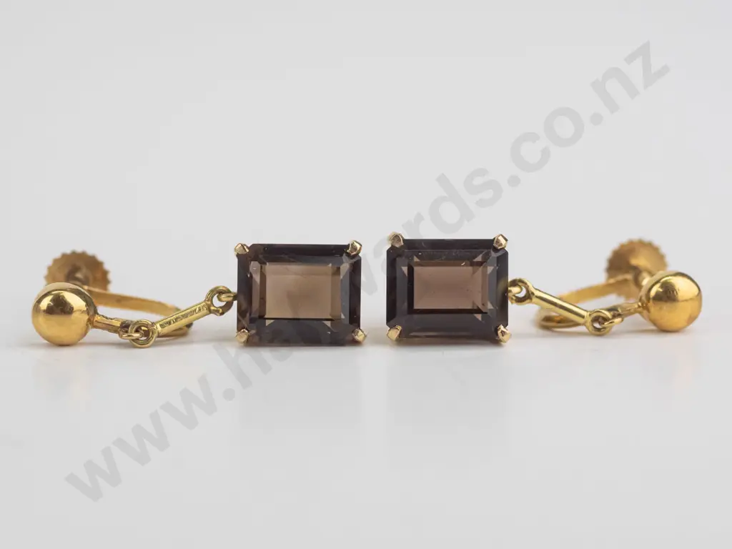 pair of tourmaline earrings [screw on] stamped 14k Image 1++