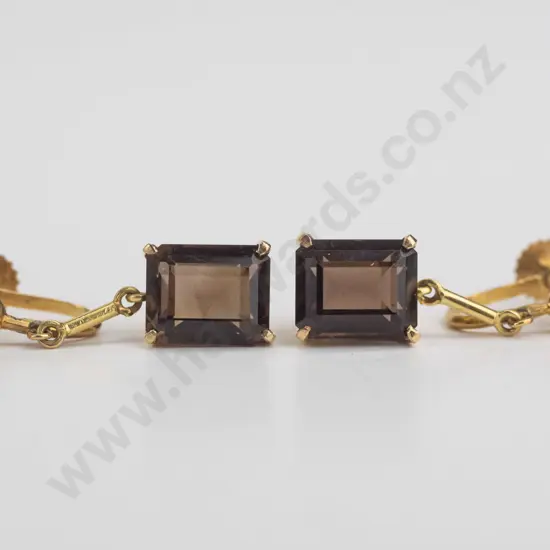 pair of tourmaline earrings [screw on] stamped 14k