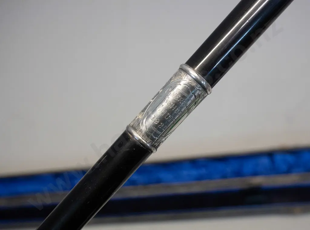 vintage ebony and sterling silver marching or ceremonial baton in fitted case - presented 1925 to G.T. Palmer Image 1++