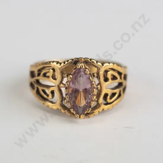 amethyst dress ring stamped14ktg